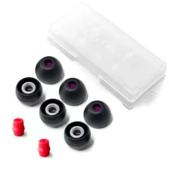 Final Audio Black+Black/Red Silicon Type E Tips Kit With Case And Nozzle Adapter -Headphone Discount Store MEDIUM