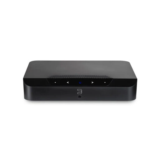 Bluesound POWERNODE EDGE Compact Wireless Music Streaming Amplifier -Headphone Discount Store POWERNODE EDGE Black Front Above