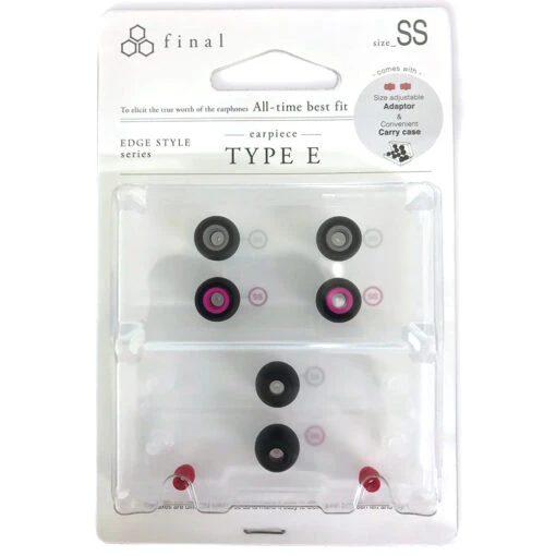 Final Audio Black+Black/Red Silicon Type E Tips Kit With Case And Nozzle Adapter -Headphone Discount Store