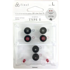 Final Audio Black+Black/Red Silicon Type E Tips Kit With Case And Nozzle Adapter -Headphone Discount Store large package